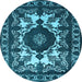 Round Oriental Light Blue Industrial Rug, urb2235lblu