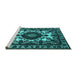 Sideview of Machine Washable Oriental Turquoise Industrial Area Rugs, wshurb2235turq