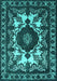 Machine Washable Oriental Turquoise Industrial Area Rugs, wshurb2235turq