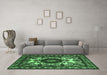 Machine Washable Oriental Emerald Green Industrial Area Rugs in a Living Room,, wshurb2235emgrn