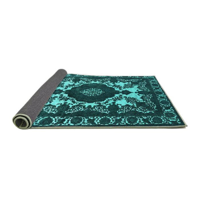 Sideview of Oriental Turquoise Industrial Rug, urb2235turq
