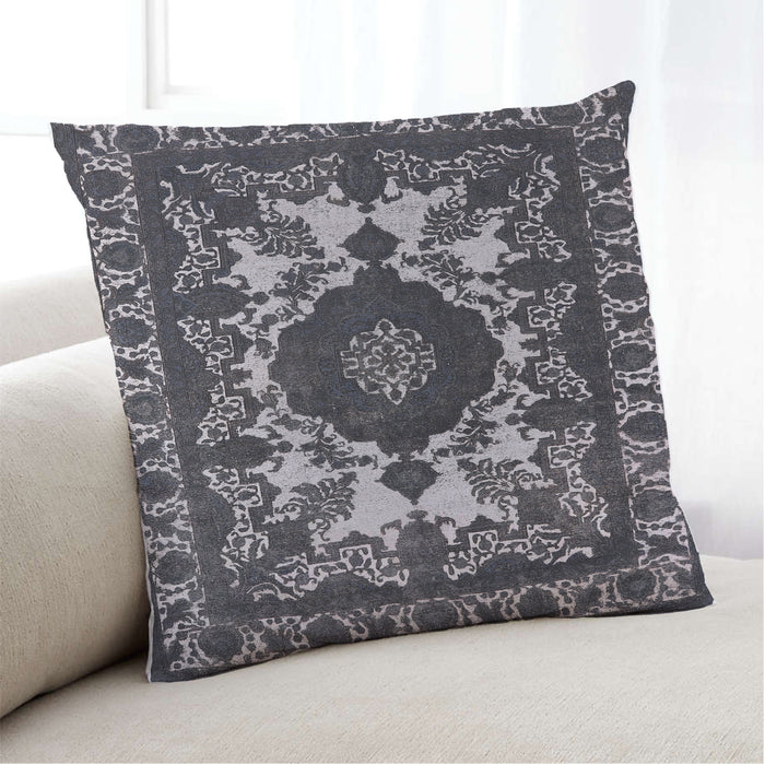 Lifestyle Image of Mid-Century Modern Urban Square Dark Gray Throw Pillow, 18 inch by 18 inch, pwurb2235