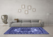 Machine Washable Oriental Blue Industrial Rug in a Living Room, wshurb2235blu