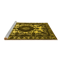 Sideview of Machine Washable Oriental Yellow Industrial Rug, wshurb2235yw