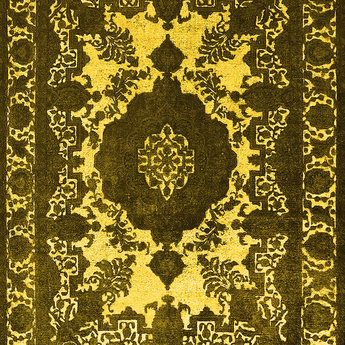 Machine Washable Oriental Yellow Industrial Rug, wshurb2235yw