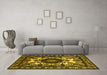 Machine Washable Oriental Yellow Industrial Rug in a Living Room, wshurb2235yw