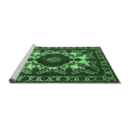 Sideview of Machine Washable Oriental Emerald Green Industrial Area Rugs, wshurb2235emgrn