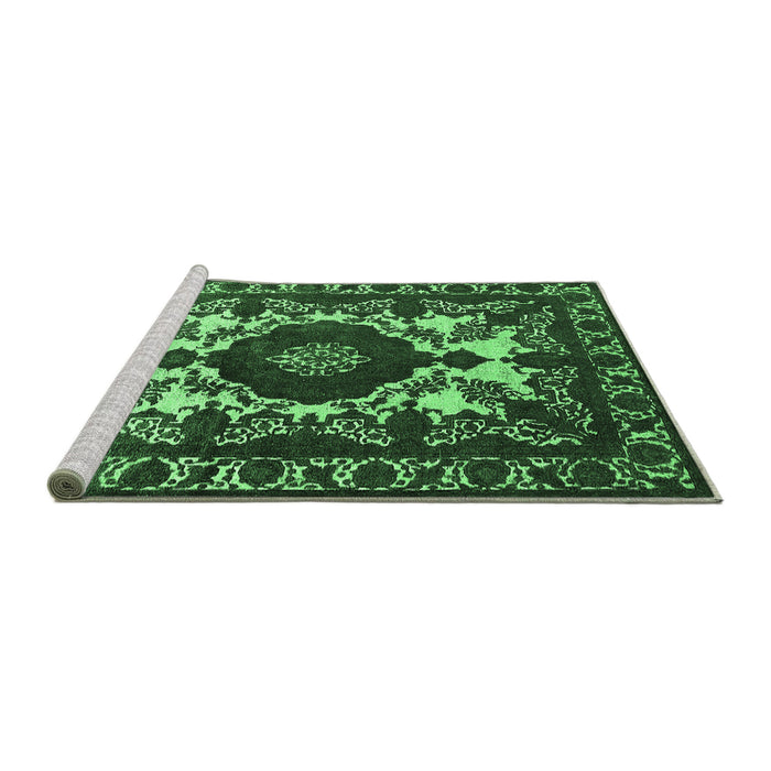 Sideview of Machine Washable Oriental Emerald Green Industrial Area Rugs, wshurb2235emgrn