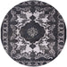 Round Machine Washable Industrial Modern Dark Gray Rug, wshurb2235