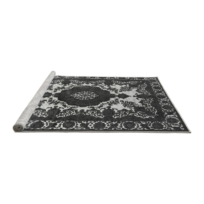Sideview of Machine Washable Oriental Gray Industrial Rug, wshurb2235gry