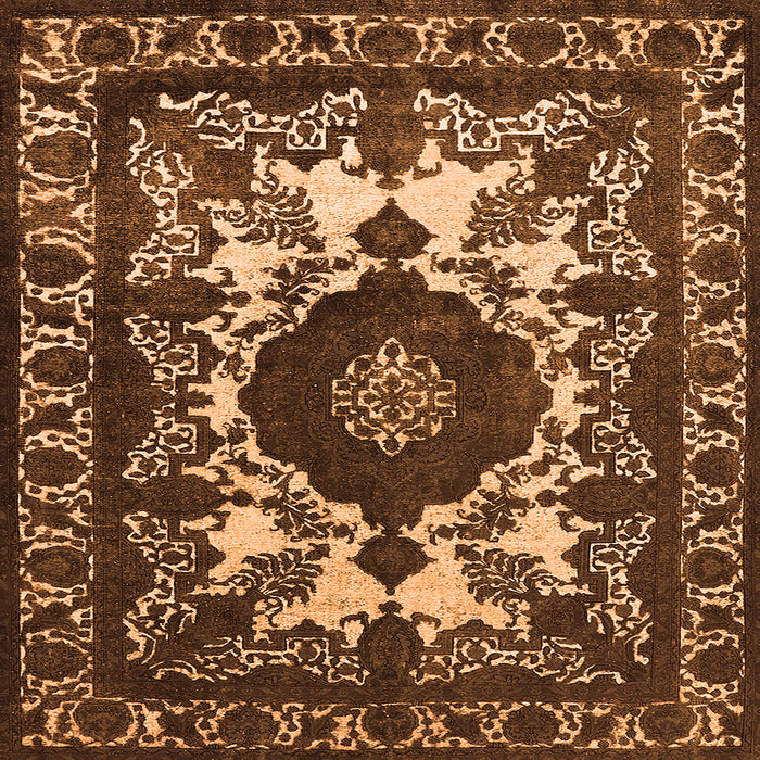 Square Oriental Orange Industrial Rug, urb2235org