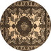 Round Oriental Brown Industrial Rug, urb2235brn