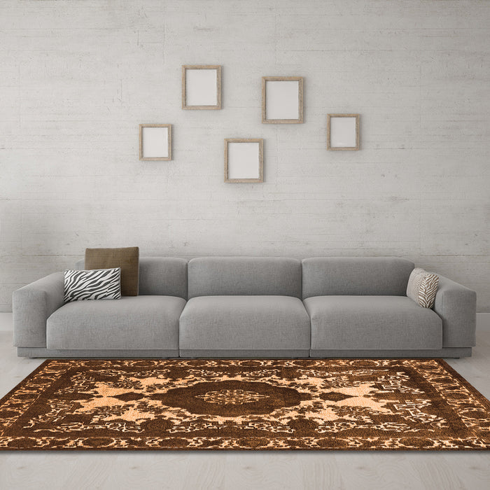 Machine Washable Oriental Orange Industrial Area Rugs in a Living Room, wshurb2235org