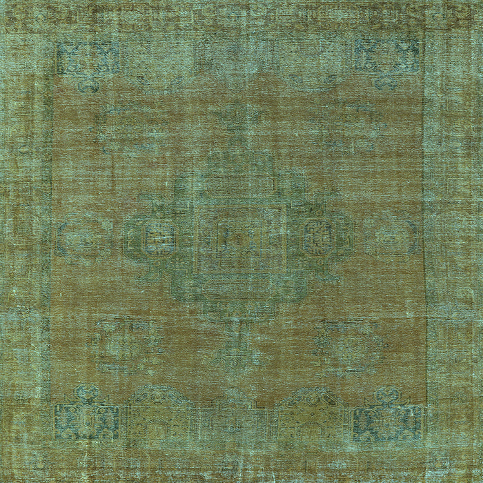 Square Machine Washable Oriental Light Blue Industrial Rug, wshurb2236lblu