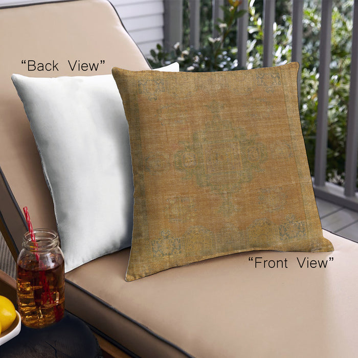 Front View of Mid-Century Modern Urban Square Cinnamon Brown Throw Pillow, 18 inch by 18 inch, pwurb2236