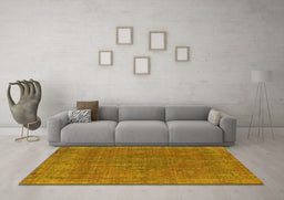 Machine Washable Oriental Yellow Industrial Rug in a Living Room, wshurb2236yw