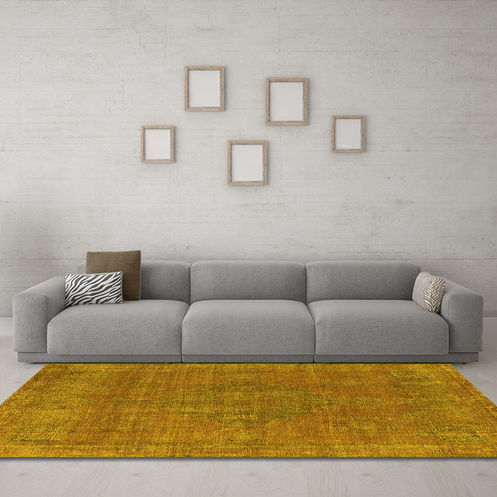 Machine Washable Oriental Yellow Industrial Rug in a Living Room, wshurb2236yw