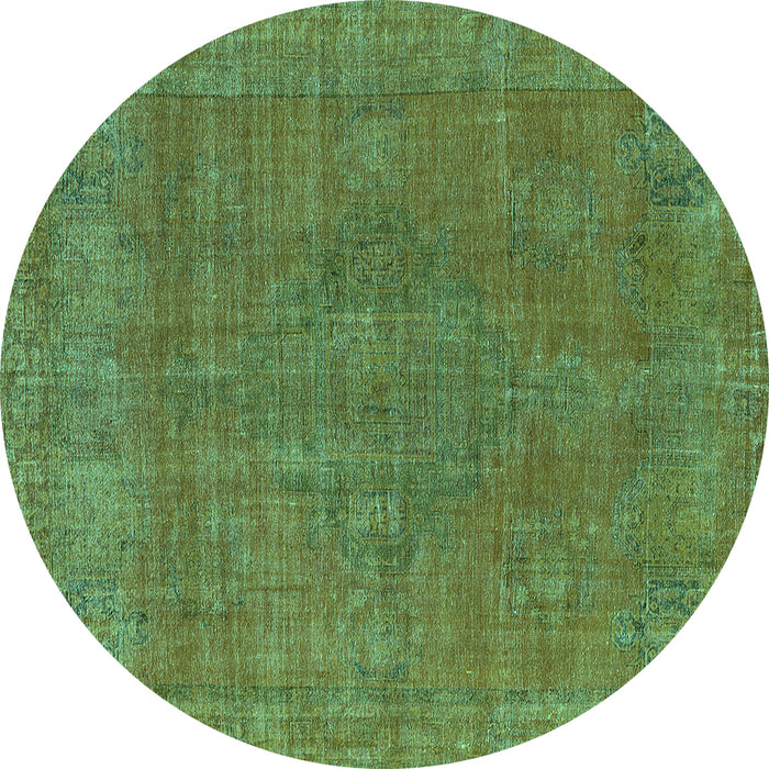 Round Machine Washable Oriental Turquoise Industrial Area Rugs, wshurb2236turq
