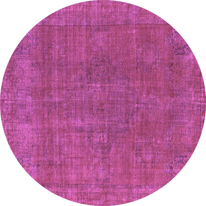 Round Machine Washable Oriental Purple Industrial Area Rugs, wshurb2236pur