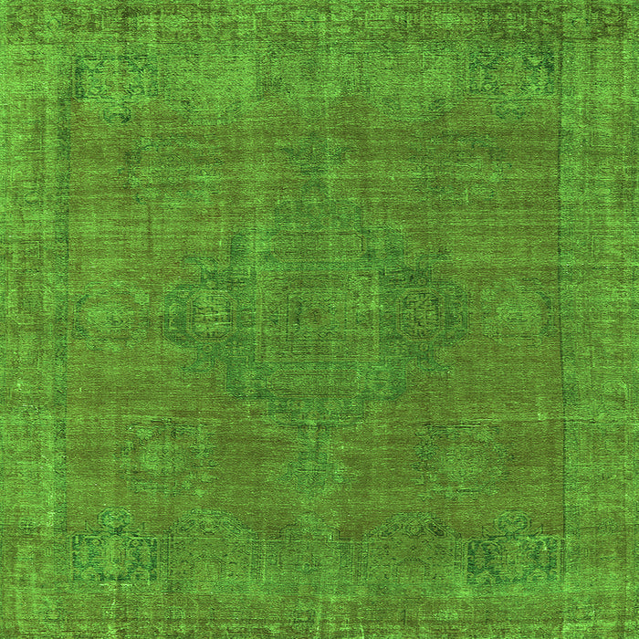 Square Machine Washable Oriental Green Industrial Area Rugs, wshurb2236grn