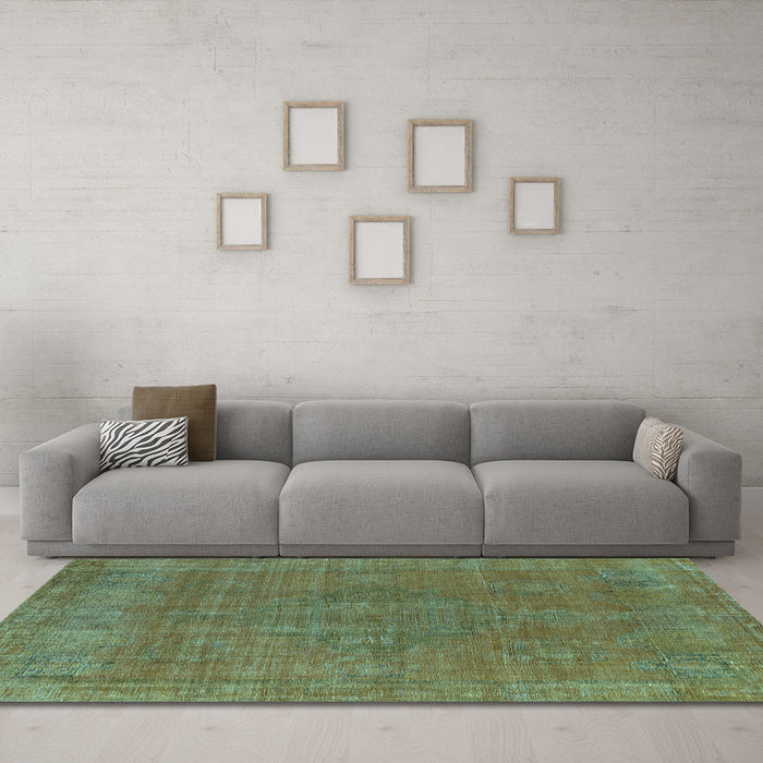 Machine Washable Oriental Light Blue Industrial Rug in a Living Room, wshurb2236lblu