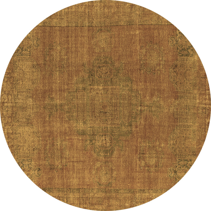 Round Machine Washable Oriental Brown Industrial Rug, wshurb2236brn