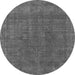 Round Machine Washable Oriental Gray Industrial Rug, wshurb2236gry