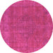 Round Oriental Pink Industrial Rug, urb2236pnk