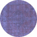 Round Oriental Blue Industrial Rug, urb2236blu