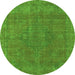 Round Oriental Green Industrial Rug, urb2236grn