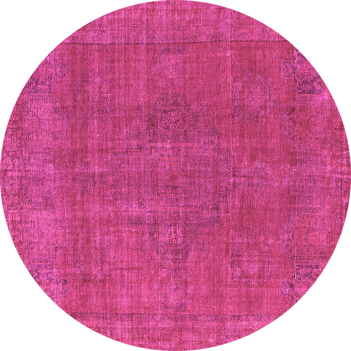 Round Machine Washable Oriental Pink Industrial Rug, wshurb2236pnk