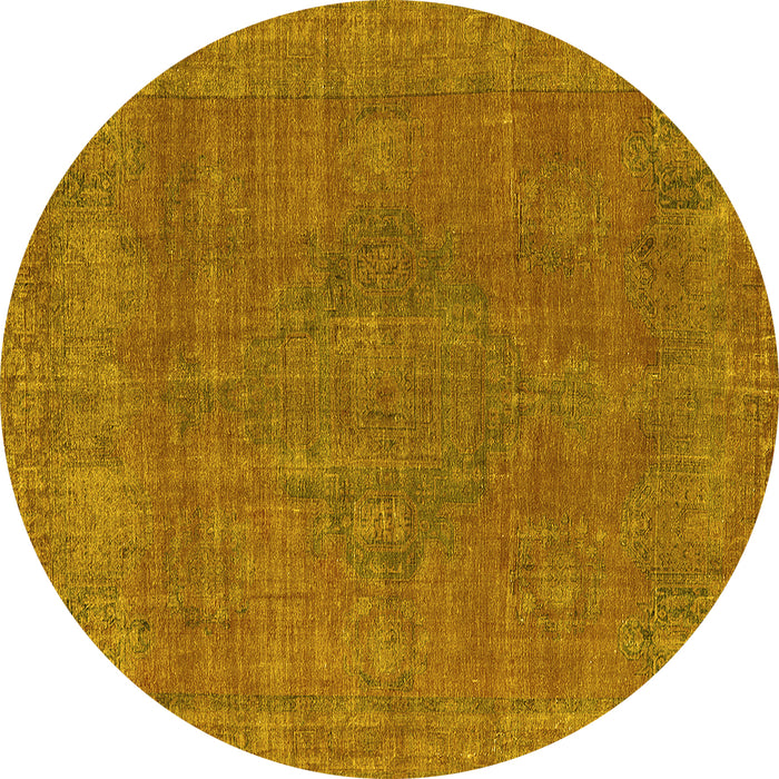 Round Oriental Yellow Industrial Rug, urb2236yw