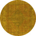 Round Oriental Yellow Industrial Rug, urb2236yw