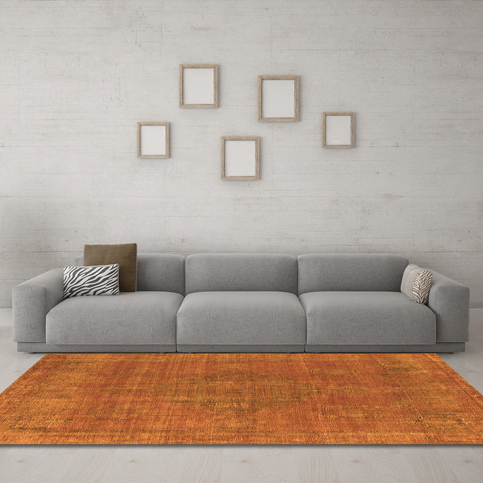 Machine Washable Oriental Orange Industrial Area Rugs in a Living Room, wshurb2236org