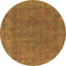 Round Oriental Brown Industrial Rug, urb2236brn