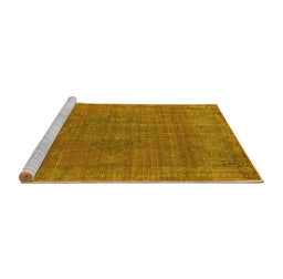 Sideview of Machine Washable Oriental Yellow Industrial Rug, wshurb2236yw