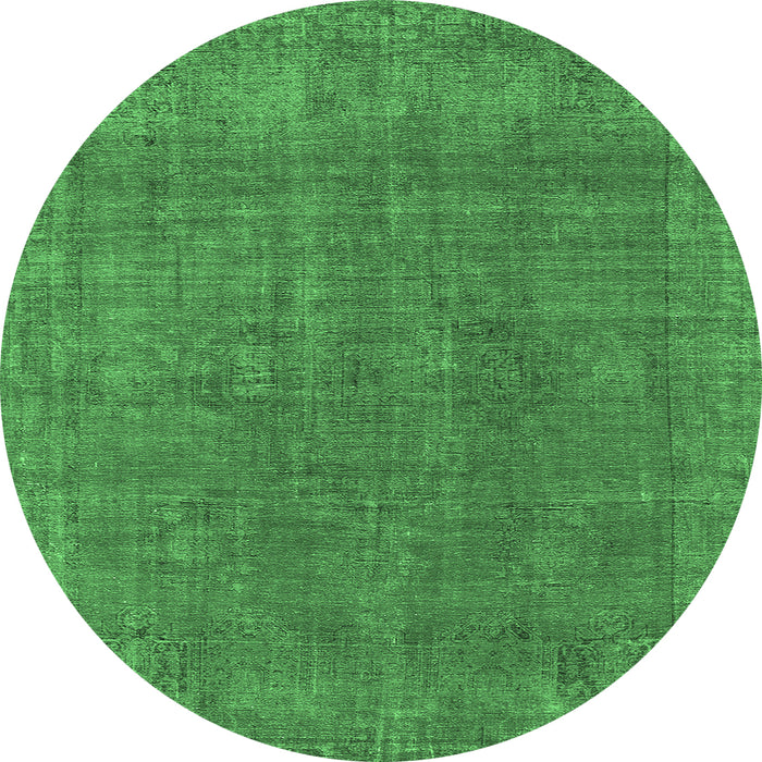 Round Oriental Emerald Green Industrial Rug, urb2236emgrn