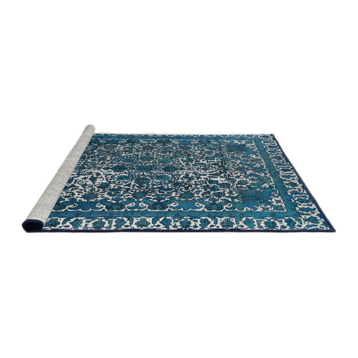 Sideview of Machine Washable Industrial Modern Koi Blue Rug, wshurb2237