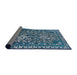 Sideview of Mid-Century Modern Koi Blue Oriental Rug, urb2237