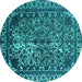 Round Oriental Turquoise Industrial Rug, urb2237turq