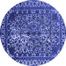 Round Machine Washable Oriental Blue Industrial Rug, wshurb2237blu