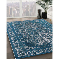 Mid-Century Modern Koi Blue Oriental Rug, urb2237