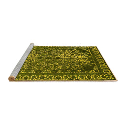 Sideview of Machine Washable Oriental Yellow Industrial Rug, wshurb2237yw