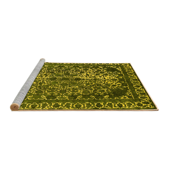 Sideview of Machine Washable Oriental Yellow Industrial Rug, wshurb2237yw
