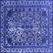 Square Machine Washable Oriental Blue Industrial Rug, wshurb2237blu