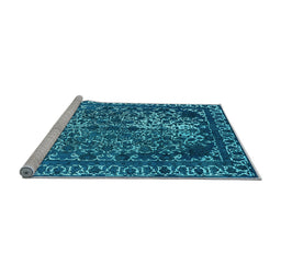 Sideview of Machine Washable Oriental Light Blue Industrial Rug, wshurb2237lblu