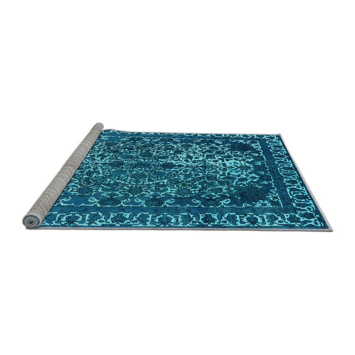 Sideview of Machine Washable Oriental Light Blue Industrial Rug, wshurb2237lblu