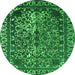 Round Oriental Green Industrial Rug, urb2237grn