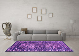 Machine Washable Oriental Pink Industrial Rug in a Living Room, wshurb2237pnk