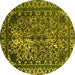 Round Machine Washable Oriental Yellow Industrial Rug, wshurb2237yw